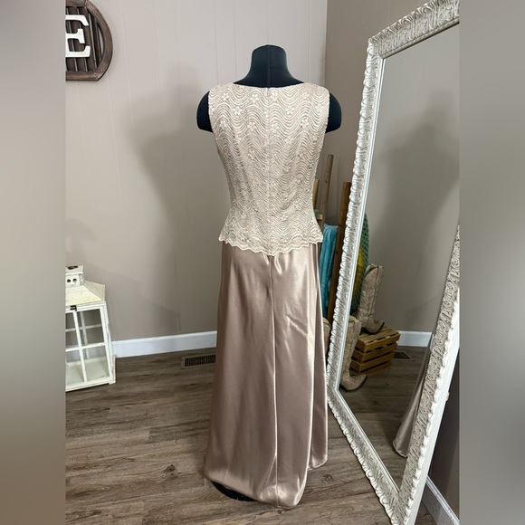 Cachet • 2 Piece Champagne Lace Satin Gown - Picture 6 of 16